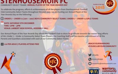 Stenhousemuir FC Community Select Teams Player of the Year Awards Day 2018