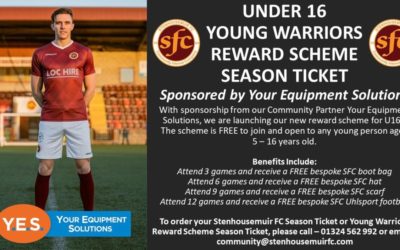 Stenhousemuir FC Launch Young Warriors Reward Scheme Season Ticket